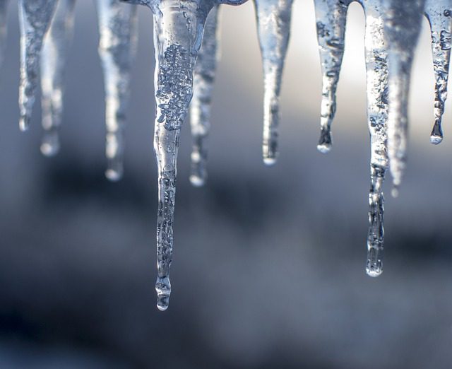 snow icicle from roof